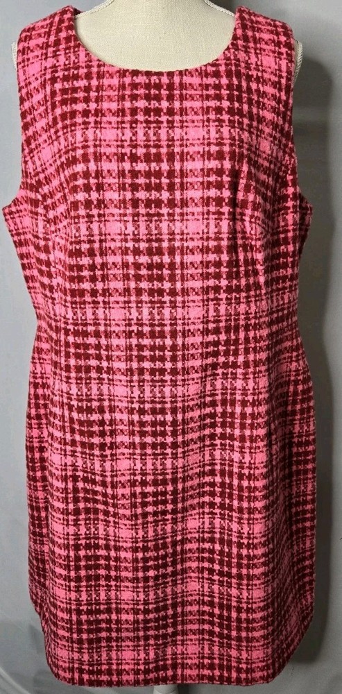 On 34th Plus Size Tweed Mini Sheath Dress Azalea Pink Plaid 24W Free Shipping