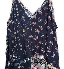 Jaded Gypsy L/XL Sleeveless Patchwork Floral Maxi Dress in Navy Blue NWT