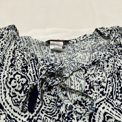 Panhandle Blue White Drawstring Dress Tunic Keyhole Shoulder Coverup Womens Sz S