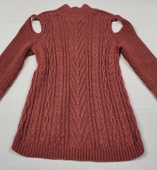 OSO Casuals Rust Brown Cold Shoulder Cable Knit Sweater Dress Women&rsquo;s M