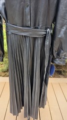 New With Tags Scoop Women&rsquo;s Black Faux Leather Pleated Midi Dress XLG 16 -18
