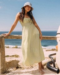 $70 Billabong Women’s Texas Beach Midi Green Dress Size S