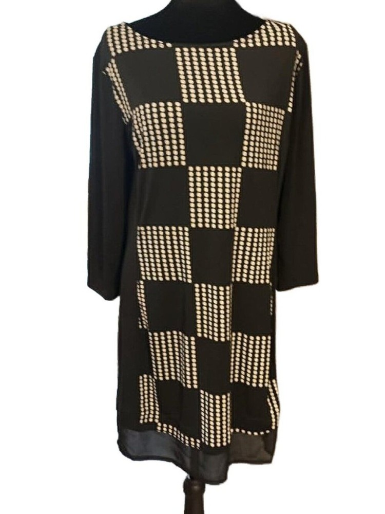 Grayson Black & Cream Checkerboard Shift Dress