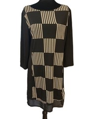 Grayson Black & Cream Checkerboard Shift Dress