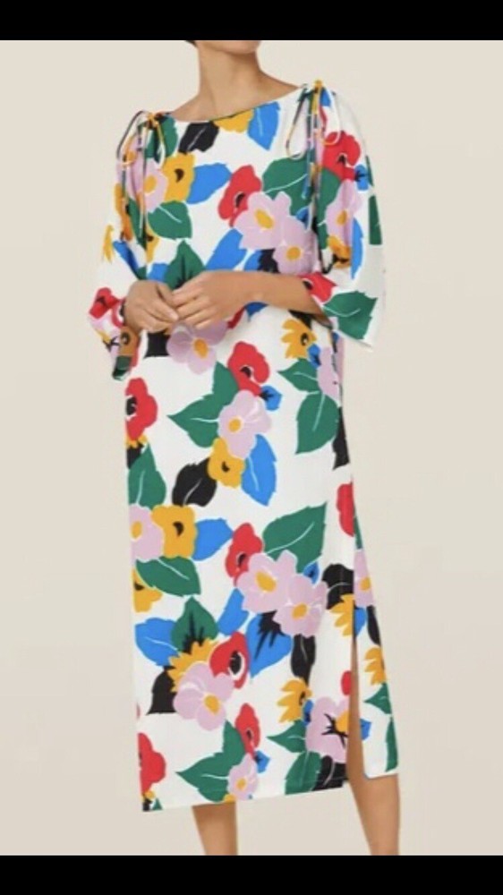 Beautiful white multicoloured floral dress, 10 Finery RRP £129
