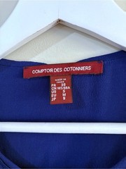 Comptoir des Cotonniers Blue Viscose Tie Waist Dress S French Chic Minimalist