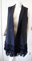 Banana Republic Collection Solid Black Wool 2 Button Fringe Drop Waist Dress 8