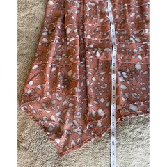 Boho Floral Leopard Print Handkerchief Hem Tie Strap Midi Dress Terracotta S