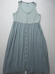 Frye And Co Womens XL Green Maxi Tank Dress Button Front Pockets Casual