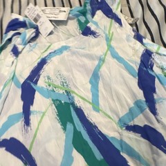 Water Lily 3X Maxi Dress Sleeveless Scoop Neck Long Abstract White Blue Green