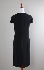 ST. JOHN CAVIAR COLLECTION $1295 Solid Black Silk Lined Sheath Dress Size 8