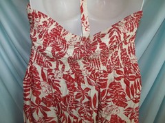 Guberry Red Ivory Leaf Print Halter V-Neck Sleeveless Sundress Women&rsquo;s XL NWT