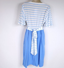 Merokeety Womens Dress M Blue White Stripe Short Sleeve Tied Pocket Nautical