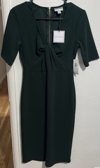 NWT Premier Amour Dark Green Twist-Front Midi Dress Size 6