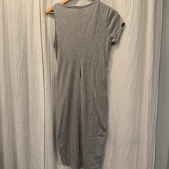Sanctuary Salma Midi Dress Size Medium Jewel Neck Gray Soft Jersey Ruched Waist