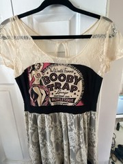Lucky Thirteen &lsquo; Booby Trap Lounge&rsquo; Burlesque Graphic Lace Mini Dress Vintage