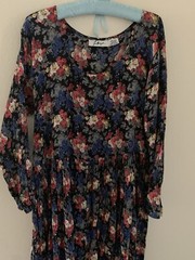O/S M/L Vintage Le Mieux Floral Boho Dress Dark Cottagecore Witch Layer 80s 90s