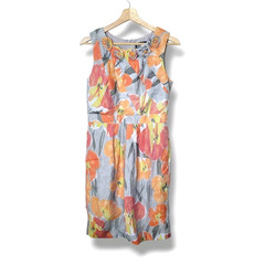 Adriana Papell Floral Sleeveless Feminine Rosette Neckline Summer Dress Size 10
