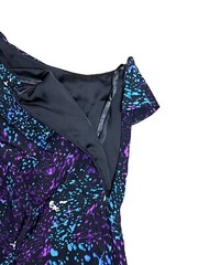 Charlie Jade Women&rsquo;s Size XS One Shoulder Dress Silk Ruffle Black Purple Teal