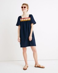 Madewell Patchwork Shift Mini Dress Size XXL Dark Nightfall Blue Pockets Cotton
