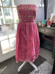 Cynthia Steffe Pink Layered Dress Open Front Embroidery And Lace Floral (p)