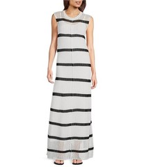 Dillards Le&rsquo; AL.X Stripe Knit Crochet Crew Neck Sleeveless Maxi Dress Size M