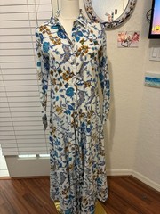 LIVRO Shirt Dress Maxi Shirt Dress Long Sleeve Button Front Floral SMALL $220