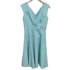Collectif London V-neck tank fit & flare dress gingham size S retro 1950&rsquo;s