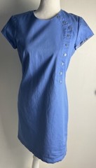 J. Mc Laughlin Cotton Stretch Button Detail Cornflower Blue Sz 4 Zip Up Dress