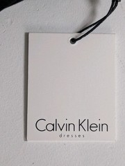 Calvin Klein Bateau Neck Sleeveless Fit & Flare Swing Dress Black White Size 14