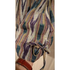 Utzpin Mini Dress L XL Multi Purple Ikat Cotton Smocked Boho Festival Summer