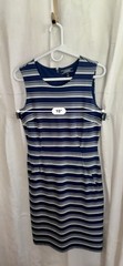 Lands’ End Size 4 Navy White Stripe Sheath Dress Sleeveless Stretch Classic