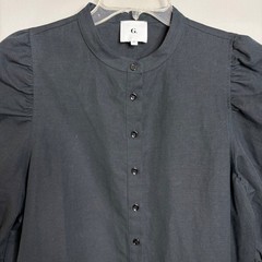 Goop G. Label Black Linen Cotton Midi Shirt Dress XL Minimalist Popover Shift