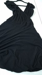Black Jersey Knit Wrap Dress Size M/L 100% Cotton Knee Length Stretch