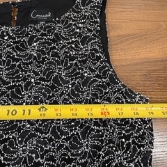 Connected Apparel Lace Sequin Dress Womens 12P Black Silver Cocktail Glam Party