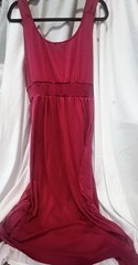 Dokotoo Women’s L Red Solid Scoop Neck Sleeveless Maxi Long Dress Button