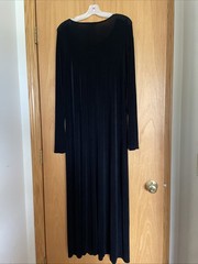 VTG 80s USA L T X Sportswear New York Black Slinky Knit Maxi Shift Dress Plus 1X