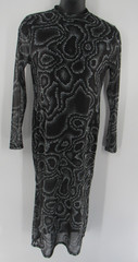 Plus Size Women&rsquo;s Sheer Black White Gray Long Sleeved Maxi Dress Y2K Retro Sz 2X