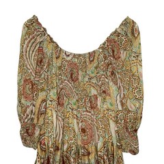 Sofia Made in Italy Sofia Smock Neckline Tiered Dress Multicolor Earth Tone Boho
