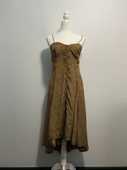 Very J EUC Tan/Beige Patterned Midi Dress Size L