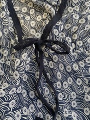 Vtg 2000s Banana Republic Blue Silk Floral Midi Sheer Dress Size 8 date night