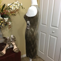 Honey & Rosie Sequin Sleeveless Keyhole Cutout Bodycon Dress Olive Green S