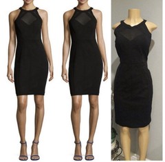Ted baker Women&rsquo;s Black Solid Halter Neck Sheer Mesh Panel Sleeveless Sheath S