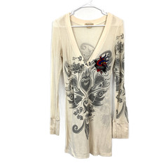 Twentyone Women&rsquo;s Cream Waffle Knit Thermal Dress V-Neck Love Heart Tattoo Lg