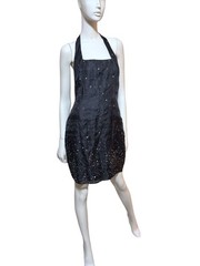 Vintage Laundry Shelli Segal Backless Mini Dress 10 Halter Sequins Cocktail Goth
