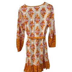 J.Crew Womens Floral Block Print Mini Boho Dress Orange Pink White Cotton Size S