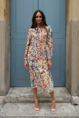 RAISHMA Multicolour Vibrant Geometric Print Midi Dress Size 22 RRP £95 BNWT