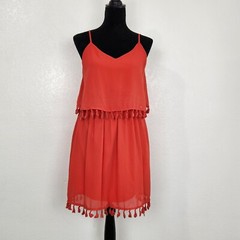 Xhilaration Red Polyester Tank Top Scoop Neck Thigh Length Mini Dress Size M