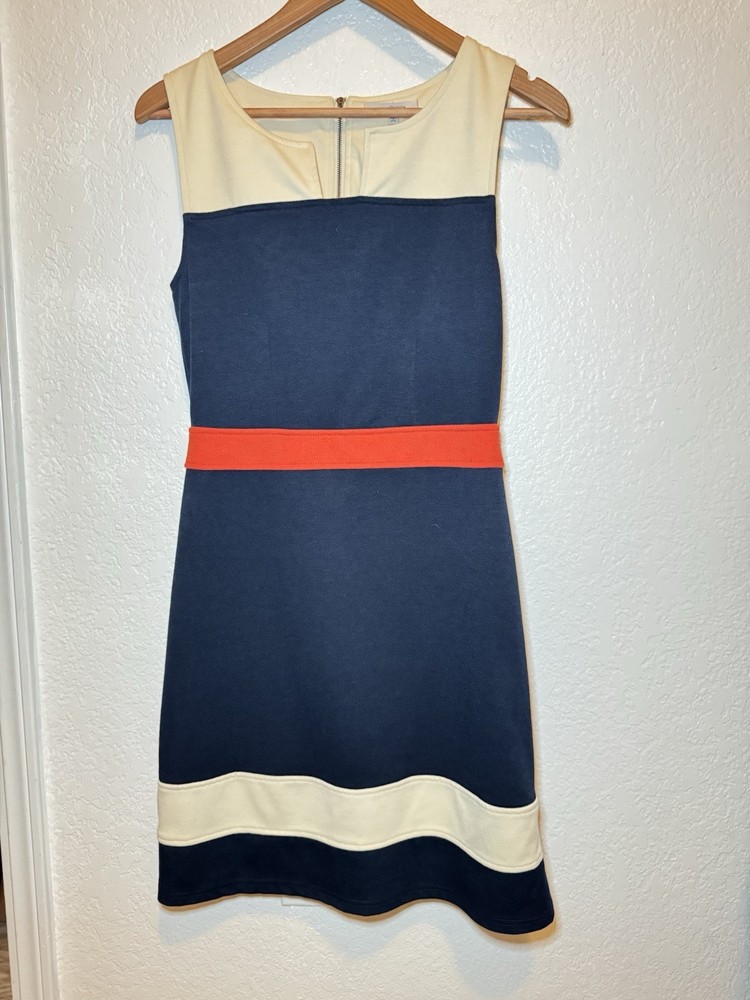 41 Hawthorn Navy Colorblock Sheath Dress Red Accent Sleeveless Size S