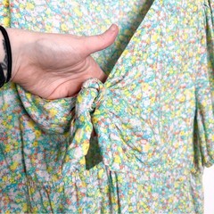 Bp. Womens Tie Front Mini Dress Green Multi Maisey Ditsy Floral Plus Size 1X